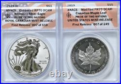 2019 Pride of 2 Nations Silver Eagle& Maple Leaf ANACS PR70 DCAM RP70