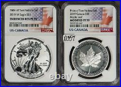 2019 Pride of Two Nations 2pc Set Eagle & Maple Leaf NGC PF 70 SKU-X1357