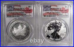 2019 Pride of Two Nations 2pc. US Set Silver Eagle Maple Leaf PCGS PR70 AM192