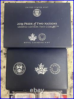 2019 Pride of Two Nations Set NGC PF70 Early Release WithBox and COA = US & CANADA