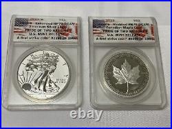 2019 Pride of Two Nations Set Silver Eagle & Maple Leaf ANACS PR70 RP70 DCAM