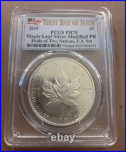 2019 Pride of Two Nations Silver Eagle and Maple Leaf Two Coin Set FDOI PR70