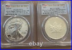 2019 Pride of Two Nations Silver Eagle and Maple Leaf Two Coin Set FDOI PR70