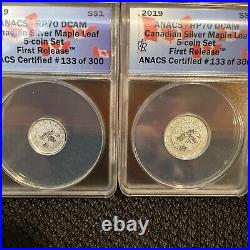 2019 RP70 ANACS 5 Coin Canadian Reverse Proof Silver Maple Leaf Set
