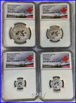 2019 Silver 5-Coin Maple Leaf Fractional Set PF REV70 PROOF Queen Victoria OBO