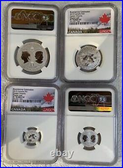 2019 Silver 5-Coin Maple Leaf Fractional Set PF REV70 PROOF Queen Victoria OBO