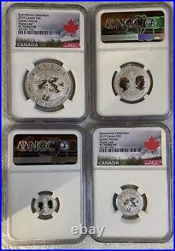 2019 Silver 5-Coin Maple Leaf Fractional Set PF REV70 PROOF Queen Victoria OBO