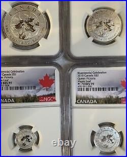 2019 Silver 5-Coin Maple Leaf Fractional Set PF REV70 PROOF Queen Victoria OBO