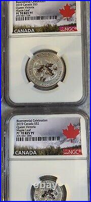 2019 Silver 5-Coin Maple Leaf Fractional Set PF REV70 PROOF Queen Victoria OBO