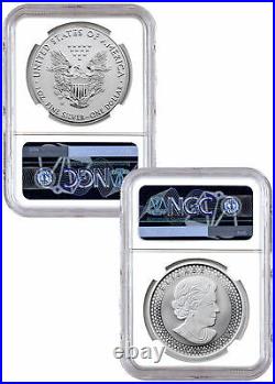2019 Silver Eagle & Silver Maple Leaf Pride Two Nations 2 Coin NGC PF70 ER