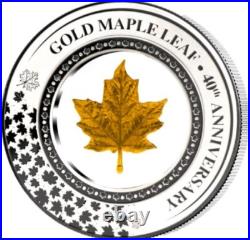 2019 Solomon Islands $5 Gold Maple Leaf 2 Oz Silver Coin With 0.2g Gold Leaf