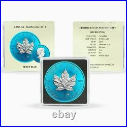 2019 Space Blue 1 oz Canadian Silver Maple $5 Coin Space Metals 500 Mintage