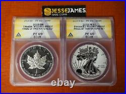 2019 W Enhanced Reverse Proof Silver Eagle Anacs Pf69 /69 Pride Of Nations Set