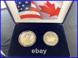 2019 W Enhanced Reverse Proof Silver Eagle Maple Leaf Pride Of Two Nations Set