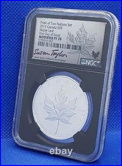 2019 W Pride of 2 Nations 2 Coin Set PF70 Enhanced Proof Silver Eagle Maple Leaf