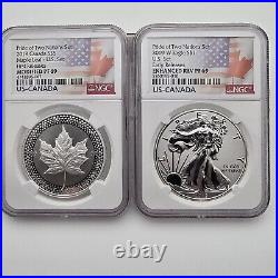 2019-W Reserve Proof Silver Eagle Maple Leaf Modified PR Pride of 2 Nations PR69