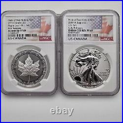 2019-W Reserve Proof Silver Eagle Maple Leaf Modified PR Pride of 2 Nations PR69