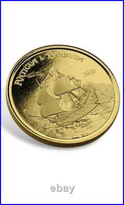 2020 1 oz Antigua & Barbuda Rum Runner. 9999 Gold Coin in Certi-Lock #A452