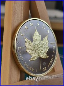2020 1oz CANADA MAPLE LEAF GILDED SILVER /GOLD/RUTHENIUM RARE COIN NGC TEST 2