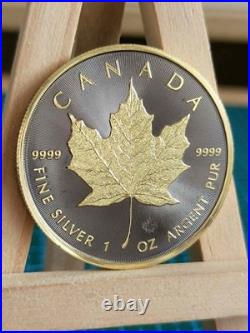 2020 1oz CANADA MAPLE LEAF GILDED SILVER /GOLD/RUTHENIUM RARE COIN NGC TEST 2