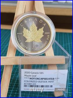 2020 1oz CANADA MAPLE LEAF GILDED SILVER /GOLD/RUTHENIUM RARE COIN NGC TEST 2
