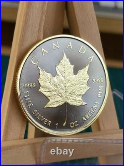 2020 1oz CANADA MAPLE LEAF GILDED SILVER /GOLD/RUTHENIUM RARE COIN NGC TEST 2