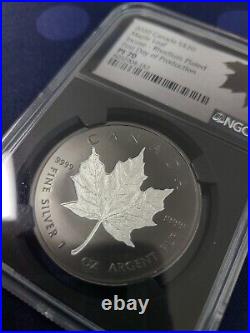 2020 $20 Canada Silver Maple Incuse Rhodium NGC PF70 First Day of Production