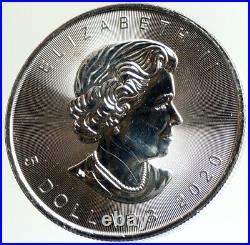 2020 CANADA UK Queen Elizabeth II MAPLE LEAF 1 OZ Vintage Silver $5 Coin i105100