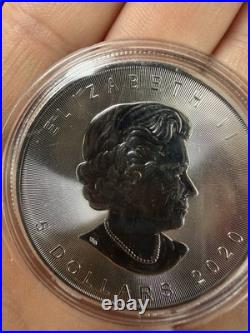 2020 CANADA UK Queen Elizabeth II MAPLE LEAF 1 OZ Vintage Silver $5 Coin in caps