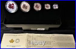 2020 Canada 99.99% Fine Silver $5, $4, $3, $2, $1 Maple Leaf Set +box/coa/case