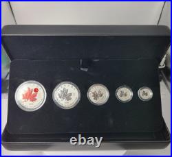 2020 Canada Fractional 5 Coin Set. 9999 Fine Silver, Proof, Maple Leaf Design