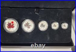 2020 Canada Fractional 5 Coin Set. 9999 Fine Silver, Proof, Maple Leaf Design