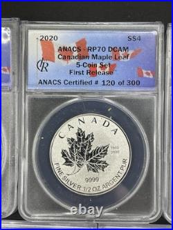2020 Canada Pure Silver 5-Coin Maple Leaf Fractional Set RP70 First Release