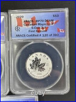 2020 Canada Pure Silver 5-Coin Maple Leaf Fractional Set RP70 First Release
