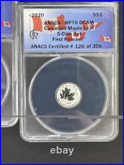 2020 Canada Pure Silver 5-Coin Maple Leaf Fractional Set RP70 First Release