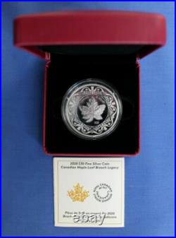 2020 Canada Silver Proof $30 coin Maple Leaf Brooch Legacy in Case with COA