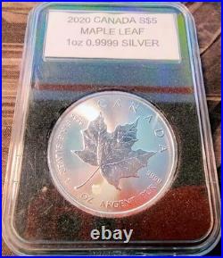 2020 Canadian C$5 Maple Leaf Bullion Coin 1oz 0.9999 Silver Mintshield slab