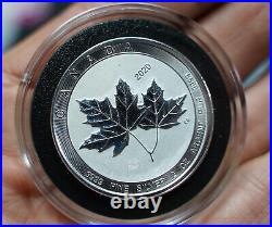 2020 Canadian Maple Leaf 2oz 9999 FINE Silver coin Canada art bar round WOW C213