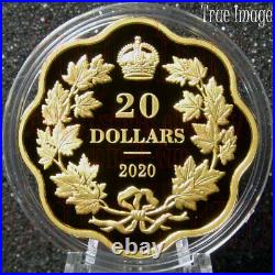 2020 Masters Club Iconic Maple Leaves $20 Scallop Pure Silver Gold-Plated Coin