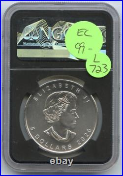 2020W Canada Burnished Maple Leaf 1 oz Silver NGC MS70 First Day Taylor L723