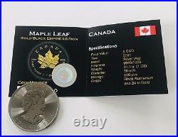 2021 1 oz. 9999 Maple Leaf Gold Gilded & Ruthenium Silver Coin Empire Edition