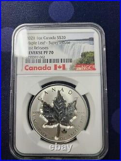 2021 $20 Canada Silver Maple Leaf Super Incuse NGC Rev PF70 First Releases CoA