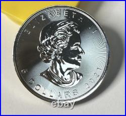 2021 $5 Uncirculated Canadian. 999 Silver Maple Leaf Lot of 25