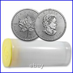 2021 Canada 1 oz Silver Maple Leaf BU Tube of 25 Coins. 9999 Fine Silver