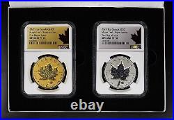 2021 Canada 2 oz Pure Gold Coin & 1 oz Silver Super Incuse Maple Leaf NGC PF70