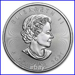 2021 Canada $5 Maple Leaf Silver 1 oz 999.9 Silver Bullion Coin BU / BU