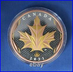 2021 Canada 5oz Silver $50 coin Maple Leaves in Motion in Case with COA