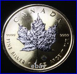 2021 Canada Maple 5 Dollars 1 Oz Silver F#5756 Rhodium & Gold Only 1000
