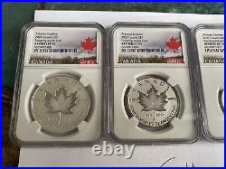 2021 Canada Silver Pulsating Maple Leaf 5-coin Set Ngc Pf70 Rev Proof Mintage 3k