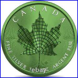 2021 Maple Leaf Mosaic Space Green Edition 1oz Silver Coin